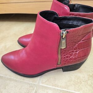 Circus by Sam Edelman Red Ankle Boots with Croc Texture